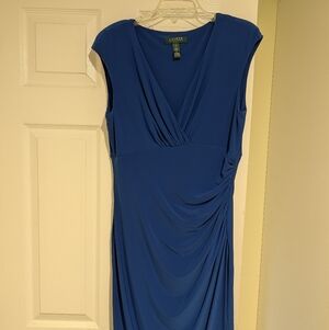 Ralph Lauren Blue Draped Midi Dress